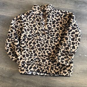 C. C Sherpa Leopard Pullover